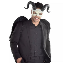 Ram Horned Half Mask, Black/White, One Size
