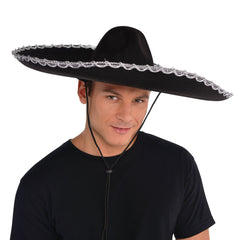Silver Trim Black Sombrero