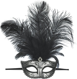 Silver Feather Dominance Masquerade Party Mask - Pack of 3