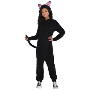 Toddler & Kids' Cat Black Jumpsuit with Hood, Assorted Sizes