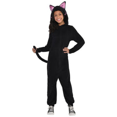 Toddler & Kids' Cat Black Jumpsuit with Hood, Assorted Sizes