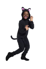 Toddler & Kids' Cat Black Jumpsuit with Hood, Assorted Sizes