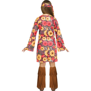 Flower Power Hippie Girl's Costume, 4-pcs, Child Small 4-6