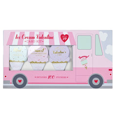 Valentine's Day Ice Cream Truck Card & Sticker Set, 100 Stickers, 24-ct