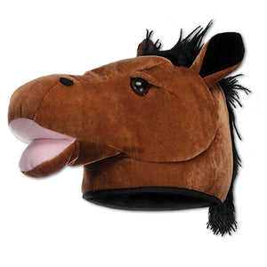 Plush Horse Head Hat - Perfect for Derby Day Festivities