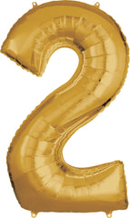 50-Inch Gold Foil Number 2 Balloon