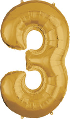 Gold Number 3 Foil Balloon, 50-Inch