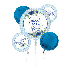 Sweet Baby Boy Foil Balloon Bouquet, 5-pcs
