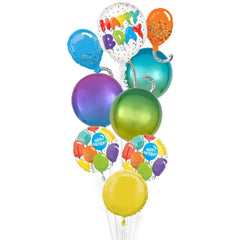 Vibrant Birthday Celebration Foil Balloon Bouquet, 7-pcs