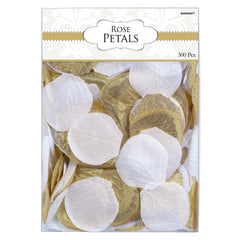 Gold & White Fabric Rose Petal Confetti, 3-inch, 300-ct. - Pack of 6