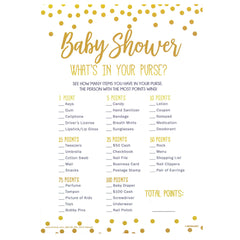 "What's in Your Purse" Baby Shower Game, Gold/White, 24-pk - Pack of 12
