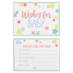 Wishes for Baby Paper Cards, Multi-Colored, Stars, 24-ct - Case of 72