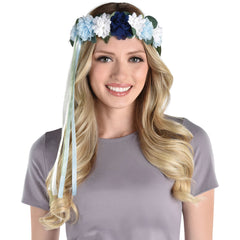Mom To Be Flower Floral Crown, Blue/White, One Size - Case of 48