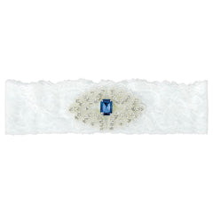 Bridal Gemstone Lace Garter, Blue/White, Plus Size - Case of 48