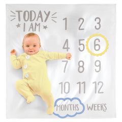 Baby Milestone Photo Blanket, White/Grey, 47-inch - Case of 36