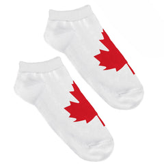 Adult Maple Leaf Ankle Socks, Red/White, One Size, 2-pcs - Pack of 4