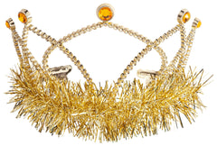 Sparkling Yellow Tinsel Trim Tiara, One Size - Pack of 3