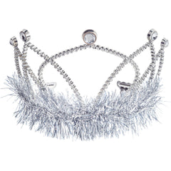 Silver Shimmer Tinsel Tiara, One Size - Pack of 3