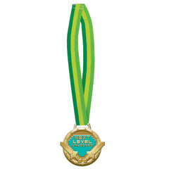 Pixel Party Next Level Unlocked Medal Lanyard, Green/Gold, One Size - Case of 48