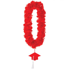 Red Graduation Lei Necklace with Cap Charm - Pack of 6