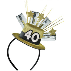 Regal 40th Birthday Celebration Fascinator - Pack of 3