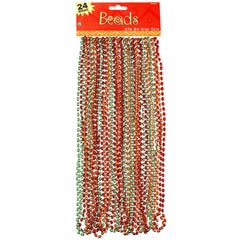 Beaded Necklaces, Red/Orange/Green, 17 inch, 24-pk - Pack of 6