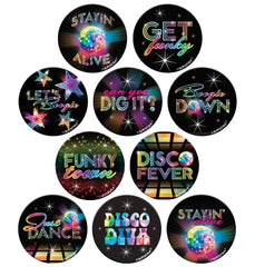 1970s Disco Fever Phrased Buttons, One Size, 10-ct - Pack of 2