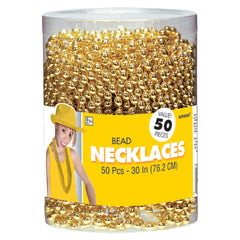 Gold Beaded Necklaces, 30-inch, 50-Pack - Case of 16