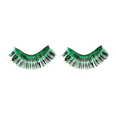 Self-Adhesive Tinsel False Eyelashes, One Size, Green - Pack of 6