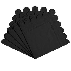 Black Scallop Beverage Napkins | 100 Count