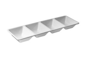 7 In. x 16 In. White 4 Compartment Plastic Tray | 6 Count