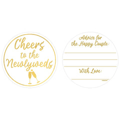Cheers to the Newlyweds Cardboard Coasters, White/Gold, 3.5-inch, 40-ct - Pack of 6