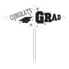 White Graduation Party Picks, 36-ct - Case of 72
