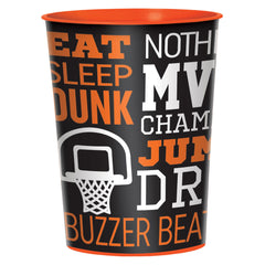 Basketball Eat Sleep Dunk Favor Plastic Cup, Black/Orange, 16 oz - Case of 120