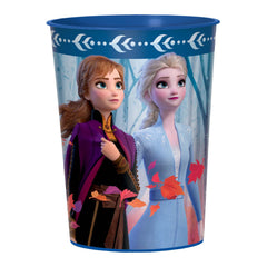 Disney Frozen Anna & Elsa Plastic Reusable Favor Cup, Blue, 16-oz - Pack of 12