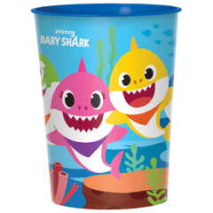Baby Shark Reusable Favor Plastic Cup, Blue, 16 oz - Pack of 12