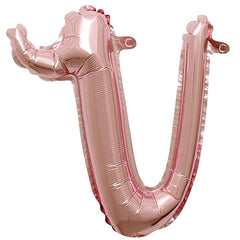 Rose Gold Script Letter "V" Foil Balloon, 8-inch - Case of 70