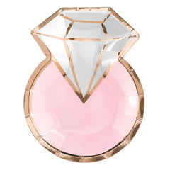 Diamond Ring Dessert Paper Plates, Rose Gold, 7-inch, 8-ct - Pack of 12
