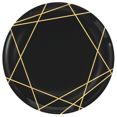 Round Plastic Reusable Dessert Plates, Black/Gold, 7-inch, 20-ct - Pack of 6