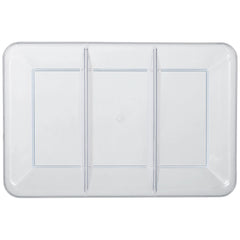 Rectangle Plastic Reusable Sectional Serving Platter, Clear, 14-in - Pack of 12