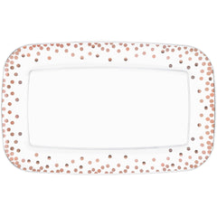 Elegant Rose Gold Polka Dot Serving Tray - 11 x 18 - Case of 36
