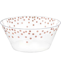 Rose Gold Polka Dot Large Plastic Serving Bowl - Pack of 12