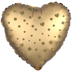 Gold Heart Foil Balloon with Polka Dots - Pack of 5