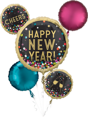 Radiant New Year's Foil Balloon Bouquet, 5-pcs