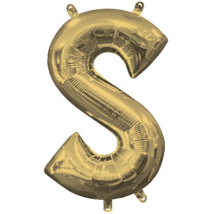 Gold Foil Letter 'S' Balloon - Pack of 5
