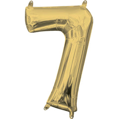 Gold Number 7 Foil Balloon - Pack of 5