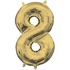 Gold Number 8 Metallic Foil Balloon - Pack of 5