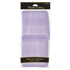 Lavender Plastic Knives - 20 Pack - Pack of 5