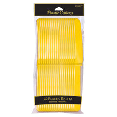 Yellow Sunshine Plastic Knives - 20 Pack - Case of 72