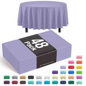 Lavender Round Plastic Table Covers | 48 Count